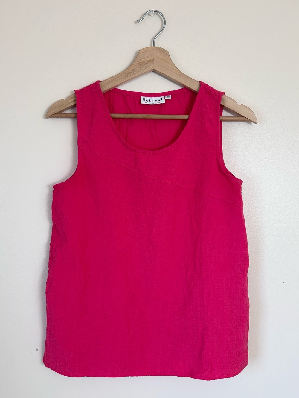 Habitat Rayon Crinkle Scoop Neck Pink Tank Top